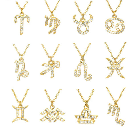 925 Sterling Silver & Platinum Plated/18k Gold Zodiac Necklace