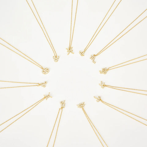 925 Sterling Silver & Platinum Plated/18k Gold Zodiac Necklace