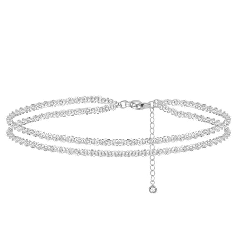 Dainty Stainless Steel Layered Glittery Waterproof Anklet