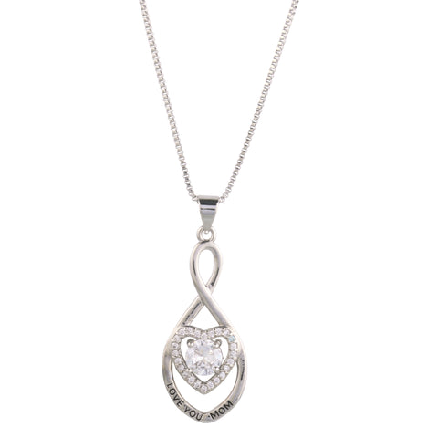 "Love You Mom" Knot Heart Pendant Necklace
