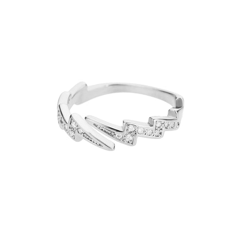 Lightening Stainless Steel & Zircon Ring