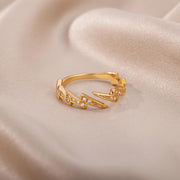 Lightening Stainless Steel & Zircon Ring