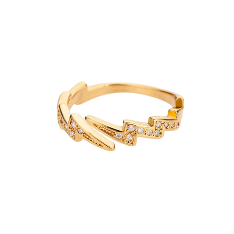 Lightening Stainless Steel & Zircon Ring