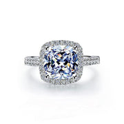 Fine 925 Sterling Silver Square Rhinestone Ring