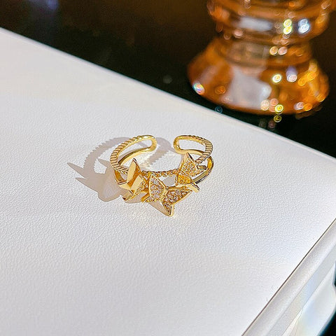 Simple Pearl Zircon Adjustable & Stackable Ring