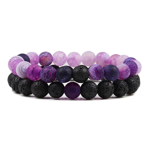 Natural Lava, Tiger Eye Yoga & Beaded Bracelet Set