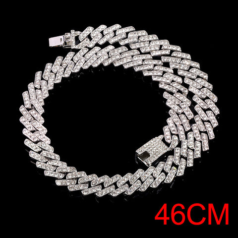 "The Influencer" 15mm Iced Out Rhinestone Link Chain Necklace