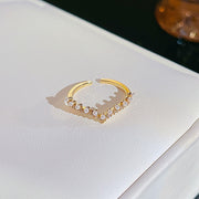 Simple Pearl Zircon Adjustable & Stackable Ring