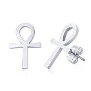 OM & ANKH SYMBOL STAINLESS STEEL  UNISEX STUD EARRINGS