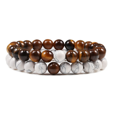 Natural Lava, Tiger Eye Yoga & Beaded Bracelet Set