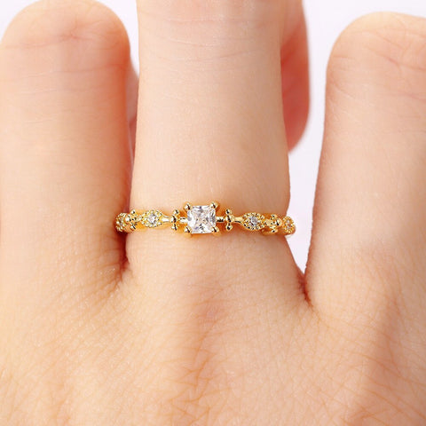 Cute Adjustable Dainty Aesthetic Crystal Matching Stackable Ring