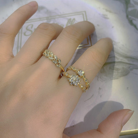 Cute Adjustable Dainty Aesthetic Crystal Matching Stackable Ring