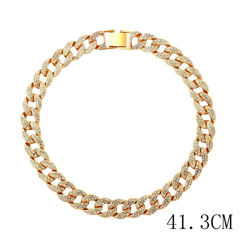 "The Influencer" 15mm Iced Out Rhinestone Link Chain Necklace