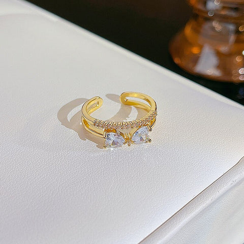 Simple Pearl Zircon Adjustable & Stackable Ring