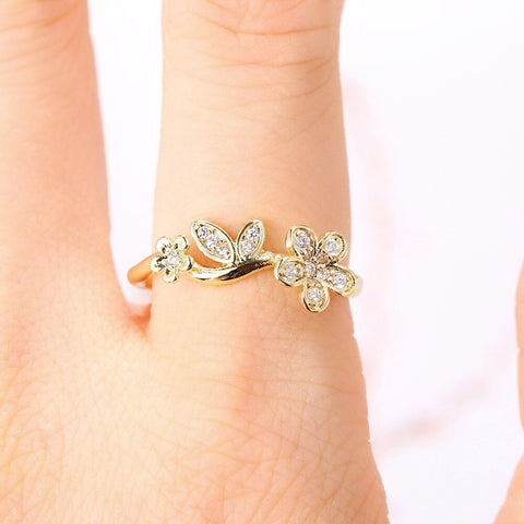 Cute Adjustable Dainty Aesthetic Crystal Matching Stackable Ring