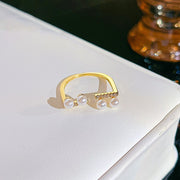 Simple Pearl Zircon Adjustable & Stackable Ring