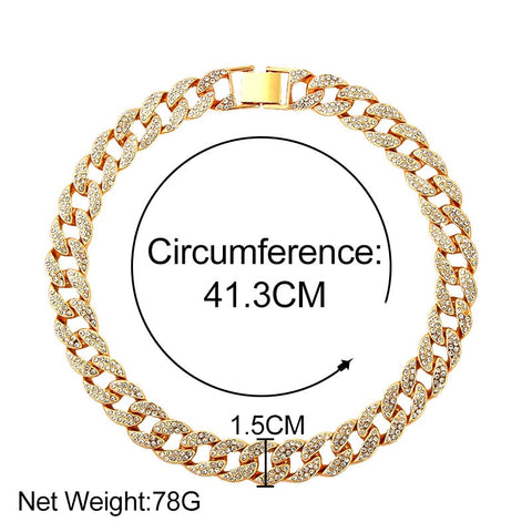 "The Influencer" 15mm Iced Out Rhinestone Link Chain Necklace
