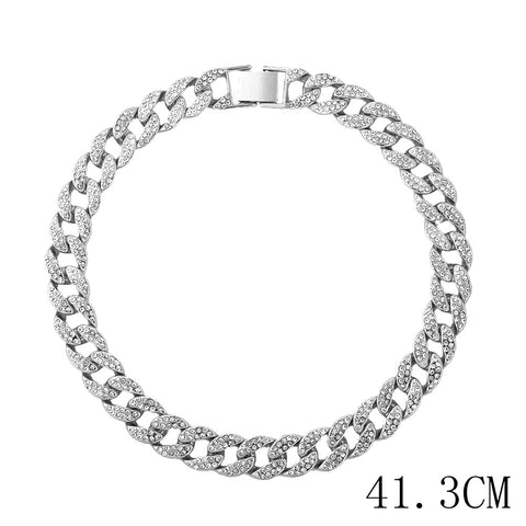"The Influencer" 15mm Iced Out Rhinestone Link Chain Necklace
