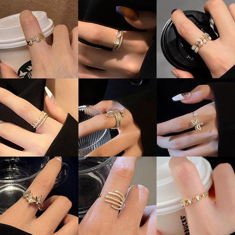 Simple Pearl Zircon Adjustable & Stackable Ring