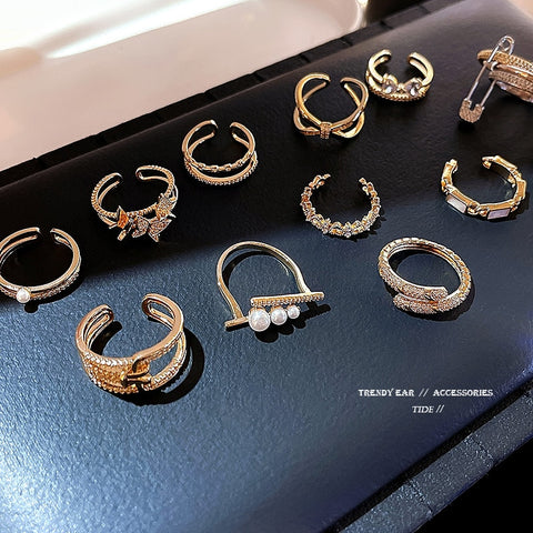 Simple Pearl Zircon Adjustable & Stackable Ring