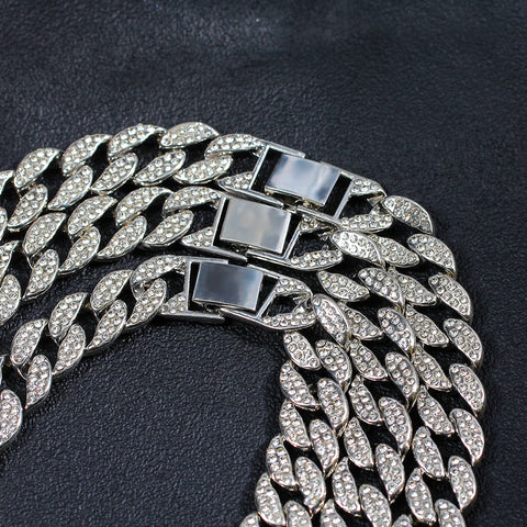 "The Influencer" 15mm Iced Out Rhinestone Link Chain Necklace