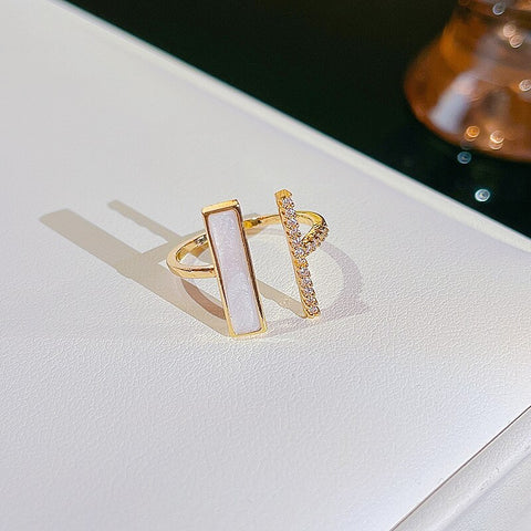 Simple Pearl Zircon Adjustable & Stackable Ring