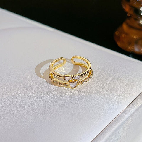Simple Pearl Zircon Adjustable & Stackable Ring
