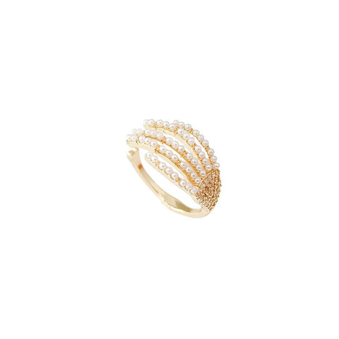 Simple Pearl Zircon Adjustable & Stackable Ring