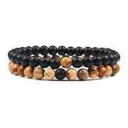 Natural Lava, Tiger Eye Yoga & Beaded Bracelet Set
