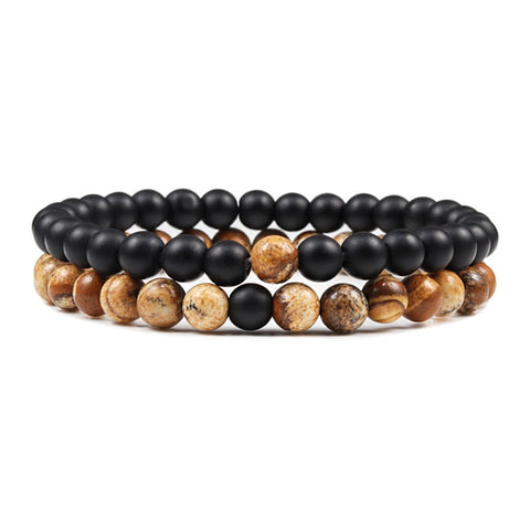Natural Lava, Tiger Eye Yoga & Beaded Bracelet Set