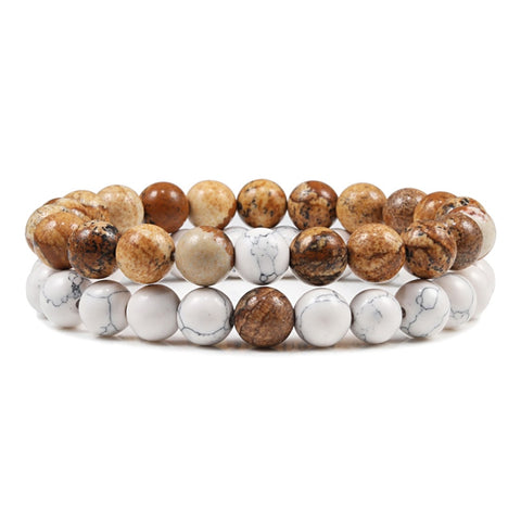 Natural Lava, Tiger Eye Yoga & Beaded Bracelet Set