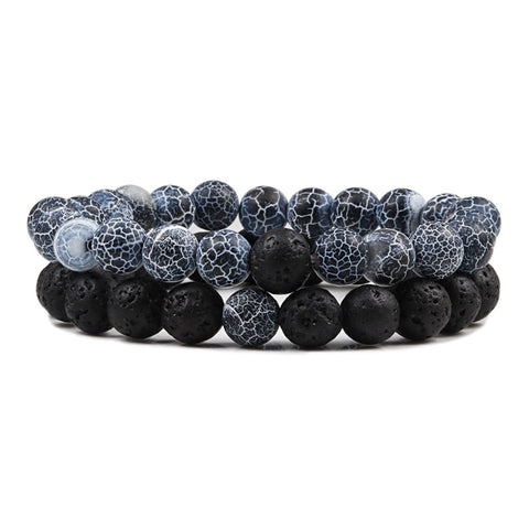 Natural Lava, Tiger Eye Yoga & Beaded Bracelet Set