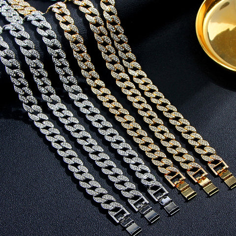 "The Influencer" 15mm Iced Out Rhinestone Link Chain Necklace