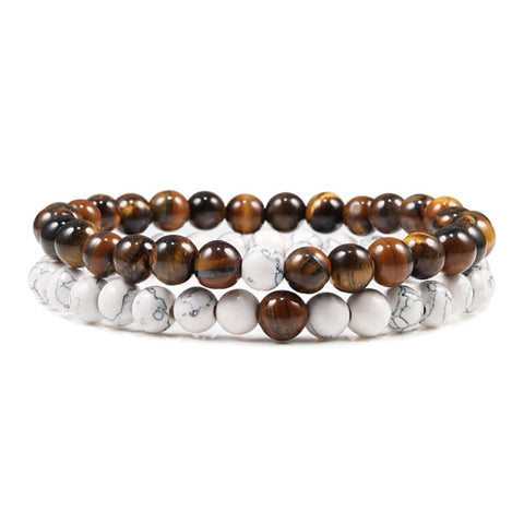 Natural Lava, Tiger Eye Yoga & Beaded Bracelet Set