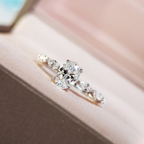 Beautiful Oval CZ White Gold Color Ring