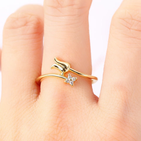 Cute Adjustable Dainty Aesthetic Crystal Matching Stackable Ring