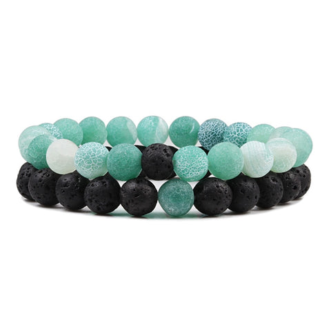 Natural Lava, Tiger Eye Yoga & Beaded Bracelet Set