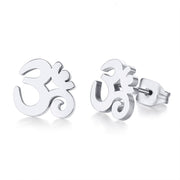 OM & ANKH SYMBOL STAINLESS STEEL  UNISEX STUD EARRINGS