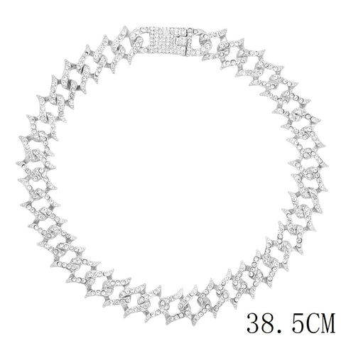 "The Influencer" 15mm Iced Out Rhinestone Link Chain Necklace