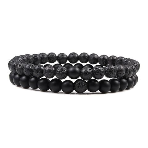 Natural Lava, Tiger Eye Yoga & Beaded Bracelet Set