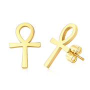 OM & ANKH SYMBOL STAINLESS STEEL  UNISEX STUD EARRINGS