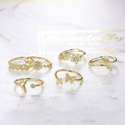 Cute Adjustable Dainty Aesthetic Crystal Matching Stackable Ring