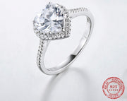 Heart Shaped 925 Sterling Silver AAAAA Level CZ Bijoux Ring