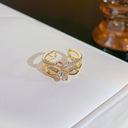 Simple Pearl Zircon Adjustable & Stackable Ring