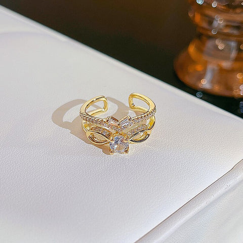 Simple Pearl Zircon Adjustable & Stackable Ring