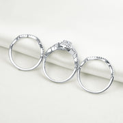 Breathtaking 3 Piece 925 Sterling Silver 2.1Ct CZ, AAAAA Classic Engagement Ring Set, Size 4~13