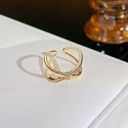 Simple Pearl Zircon Adjustable & Stackable Ring