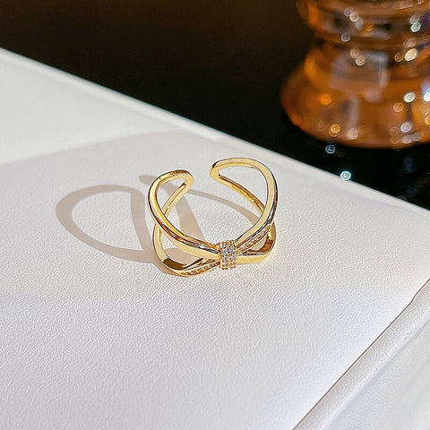 Simple Pearl Zircon Adjustable & Stackable Ring