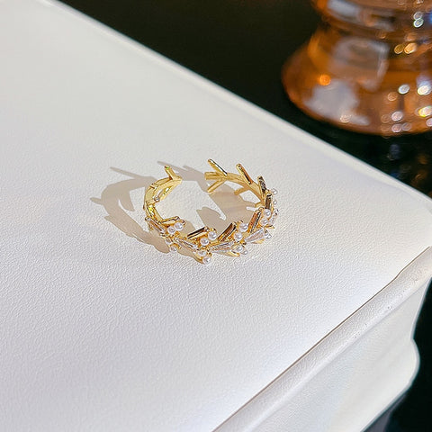 Simple Pearl Zircon Adjustable & Stackable Ring