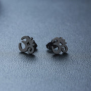 OM & ANKH SYMBOL STAINLESS STEEL  UNISEX STUD EARRINGS